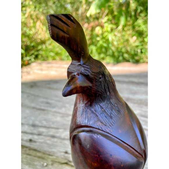 Vintage Heavy Carved Wood Quail Bird Sculpture - Picture 5 of 14